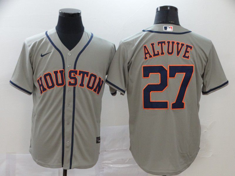 Men Houston Astros #27 Altuve Grey Nike Game MLB Jerseys